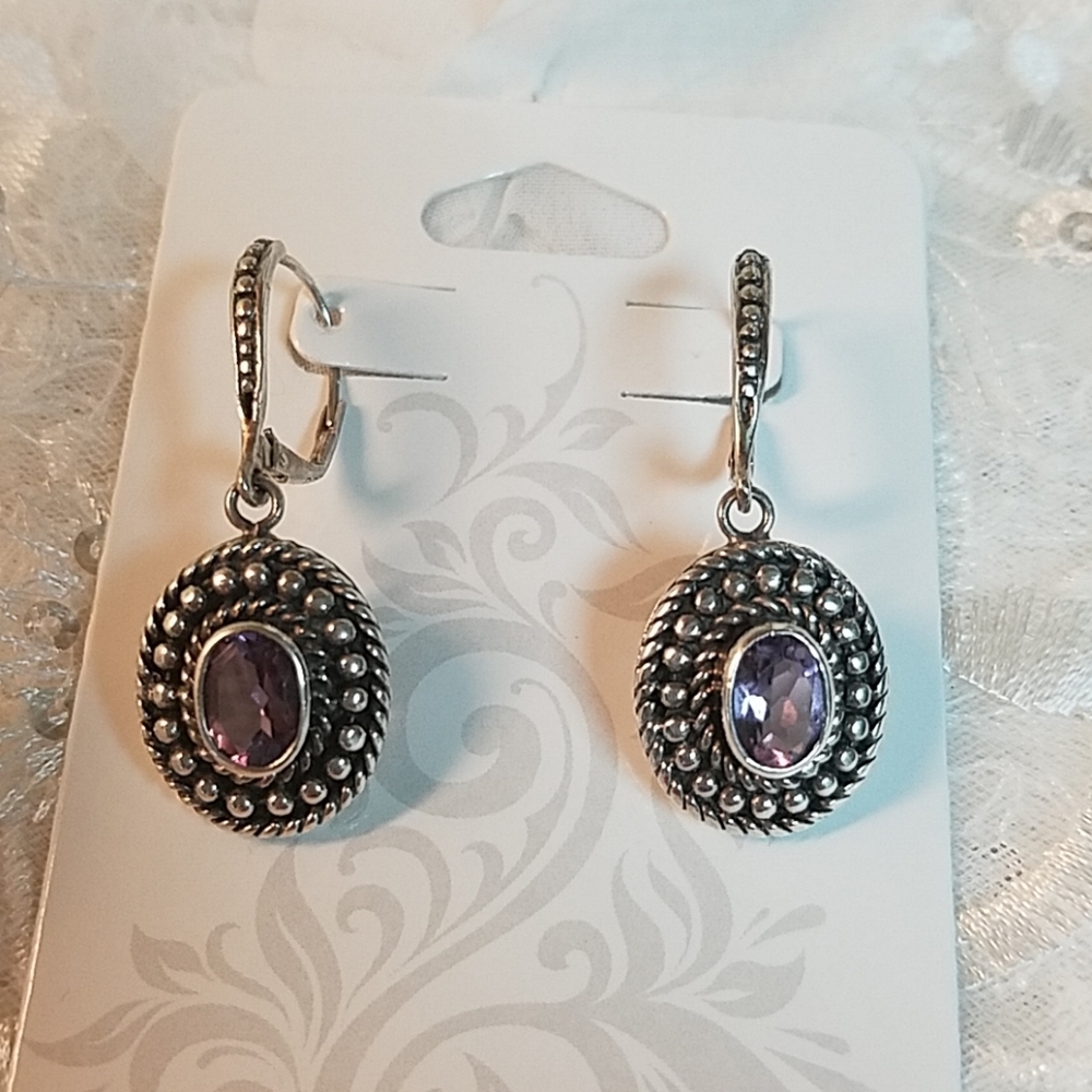 CFJ  Amethyst Sterling Silver Earrings